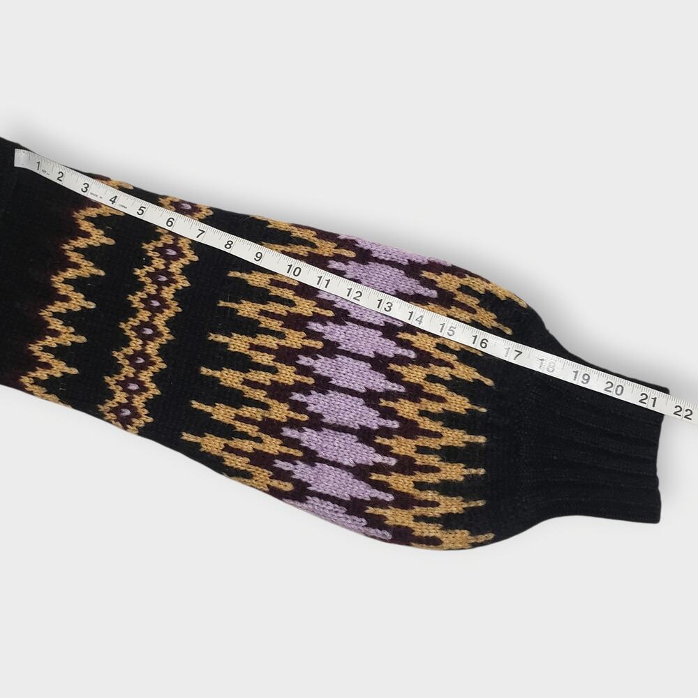A.L.C. Tracey Fair Isle Sweater Oversized Alpaca Turtleneck Blk Bordeaux Sz Med - Picture 11 of 13